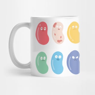 Rainbow jelly beans with funny faces Mug